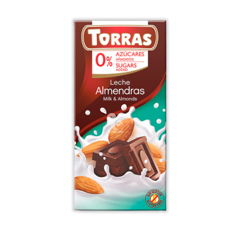 Молочний шоколад Torras мигдаль (без цукру), 75 г