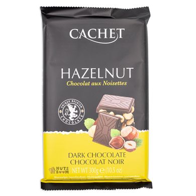 Чорний шоколад Cachet з фундуком, 300 г