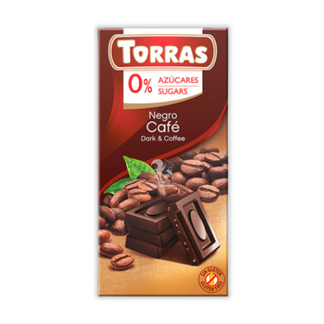 Чорний шоколад Torras кава (без цукру), 75 г
