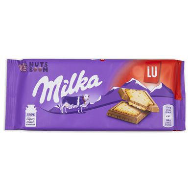 Шоколад Milka с печеньем Lu, 87 г