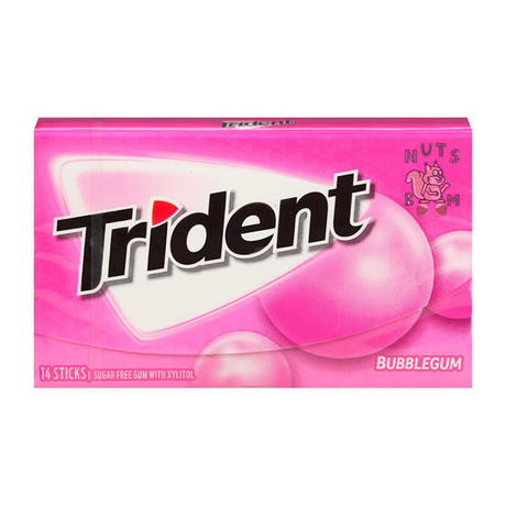 Жевательная резинка Trident бабл гам (без сахара), упаковка (14 стиков)