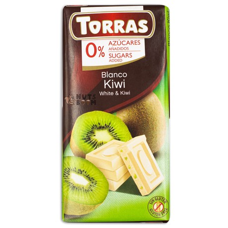 Белый шоколад Torras с киви (без сахара), 75 г