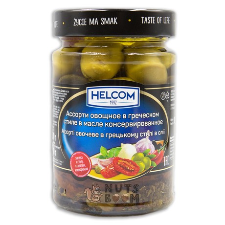 Мікс грецький Helcom оливки з в'яленими томатами, 327 г