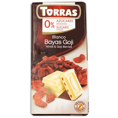 Белый шоколад Torras с годжи (без сахара), 75 г