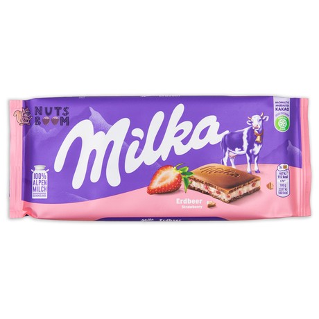 Шоколад Milka клубничный крем, 100 г