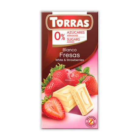 Білий шоколад Torras полуниця (без цукру), 75 г